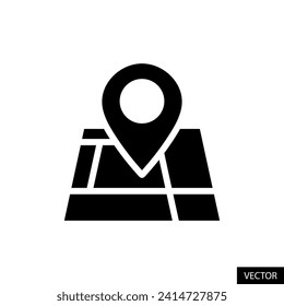 Location pin on map vector icon in glyph style design for website, app, UI, isolated on white background. EPS 10 vector illustration.