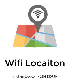 Location pin on map with wifi signals showing wifi location