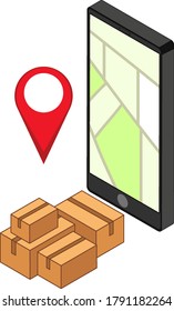 Location pin on mobile application icon illustration