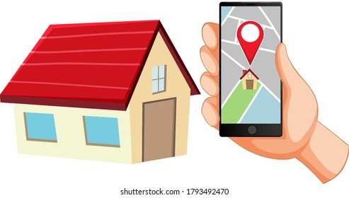 Positionstift auf der Symbol-Illustration für mobile Anwendungen