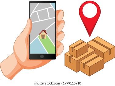 Anclaje de ubicación en la ilustración de icono de aplicación móvil