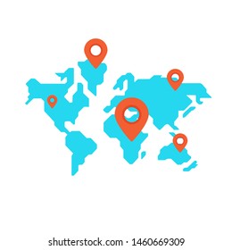 location pin on simple world map illustration vector