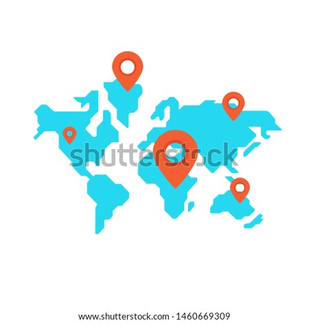 location pin on simple world map illustration vector