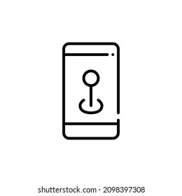 Location pin on a smartphone. Pixel perfect, editable stroke icon