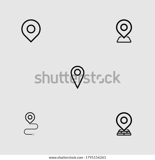 Location Pin Outline Icon Set Isolated Stock Vector (Royalty Free