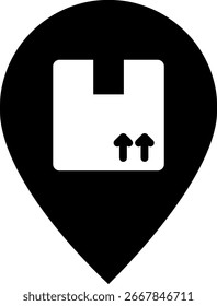 Pin de Local com Ícone de Pacote para Serviços de Entrega