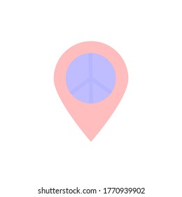 Pin de ubicación, icono de paz. Elementos vectoriales de color simples de iconos de niños de flores para ui y ux, sitio web o aplicación móvil