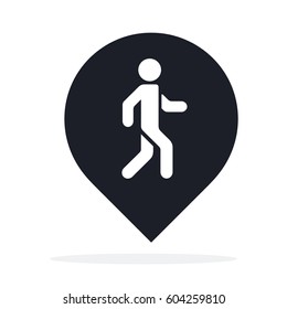Location pin with Pedestrian icon vector flat material design isolated on white