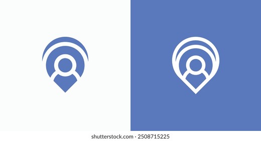 Diseño de logotipo de pin de Locación y Vector de persona con estilo moderno, simple, limpio y abstracto. Icono para negocios, viajes y marca personal.