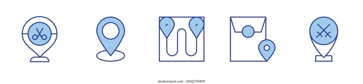 location pin, place, map, location. Location Icon vector illustration. Line Duotone style. Editable stroke.