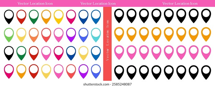 location pin place marker. Location icon. Map marker pointer icon set. GPS location symbol collection. Modern map markers. Vector icon isolated on transparent background..