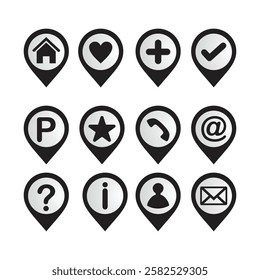  location pin place marker.  Map marker pointer icon set. 