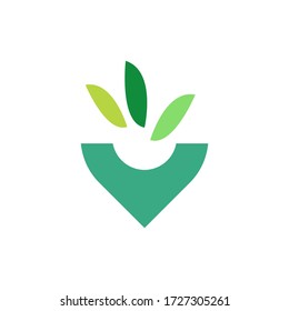 Location pin with plant logo template vector icon design