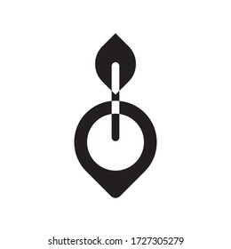 Location pin with plant logo template vector icon design
