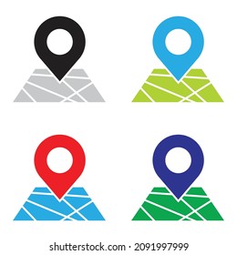 Location pin point icon. Map search symbol in black, isolated on a white background. Simple flat style vector illustration of navigation sign, direction, place, compass, search concept or web.