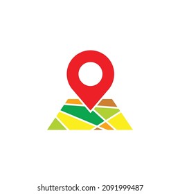 Location pin point icon. Map search symbol with colors, isolated on a white background. Simple flat style vector illustration of navigation sign, direction, place, compass, search or web concept.