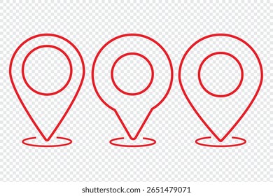 Localização, pino, ícone de ponteiro símbolo design. Vetor de linha fina do ícone do marcador do mapa isolado. 
