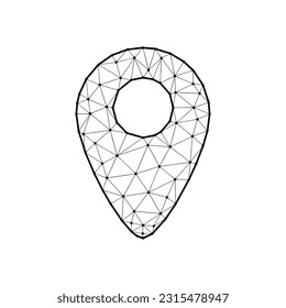 Location-Pin, polygonal, Vektorgrafik einzeln auf weißem Hintergrund. Navigationssymbol im abstrakten Stil