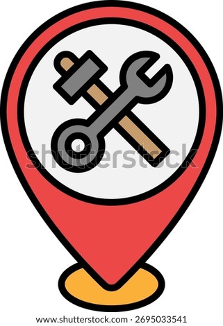 Location Pin with Repair Tools Icon
