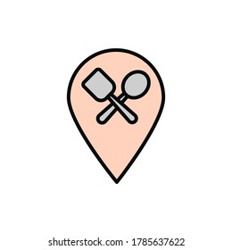 Location pin, restaurant icon. Simple color with outline vector elements of public catering icons for ui and ux, website or mobile application