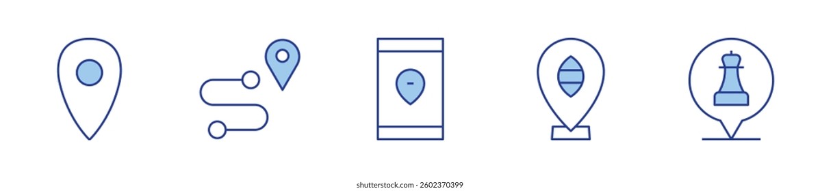 location pin, route, location. Location Icon vector illustration. Line Duotone style. Editable stroke.