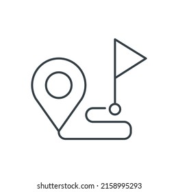 Location pin and route thin line icon. Flag and map pointer marker outline. Element of simple icon for websites, web design, mobile app, info graphics.