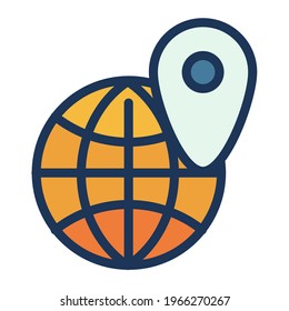location pin seo internet globe single isolated icon with filled line style