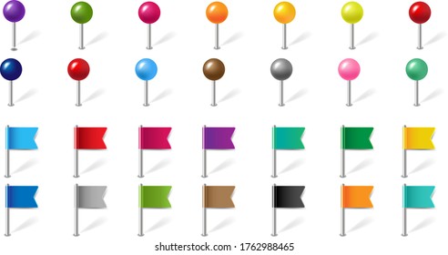 Positionspin-Set einzeln auf weißem Hintergrund, Farbverlauf-Mesh, Vektorgrafik