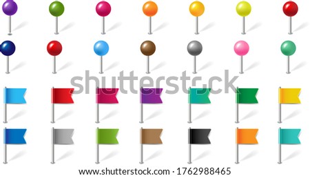Location Pin Set Isolated White Background Gradient Mesh, Vector Illustration