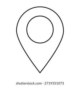 Pinset für Position, lineares Formatsymbol. bestimmte geografische Lage mit weißem Hintergrund. Bearbeitbare Strichbreite.