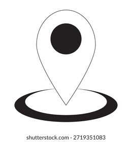 Pinset für Position, lineares Formatsymbol. bestimmte geografische Lage mit weißem Hintergrund. Bearbeitbare Strichbreite.
