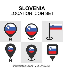 La broche de localisation est ornée du drapeau national slovène et d’un design épuré.