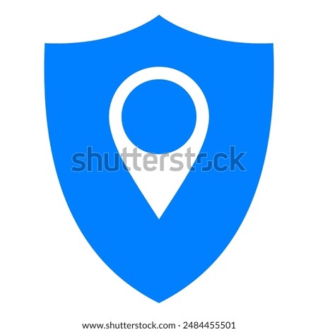 Location pin and shield on white