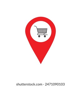 Location Pin With Shopping Cart Icon