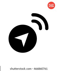 Location pin with signal Icon Flat Style Isolated Vector Illustration