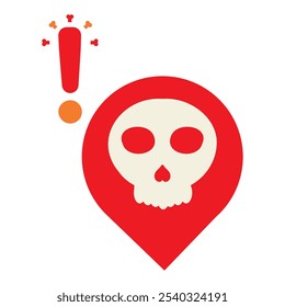 location pin with skull icon isolated on white background