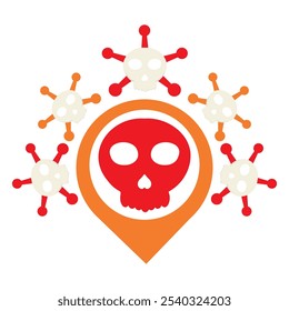 location pin with skull icon isolated on white background