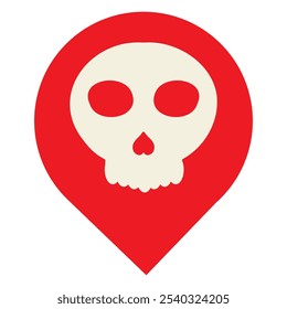 location pin with skull icon isolated on white background