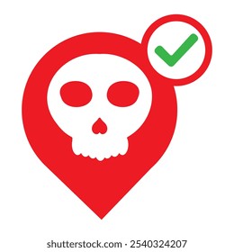 location pin with skull icon isolated on white background