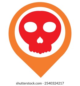 location pin with skull icon isolated on white background