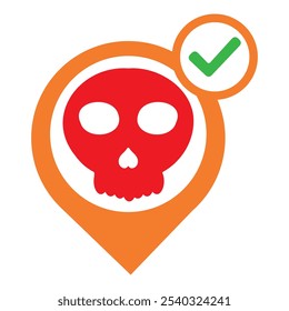 location pin with skull icon isolated on white background