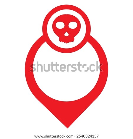 location pin with skull icon isolated on white background