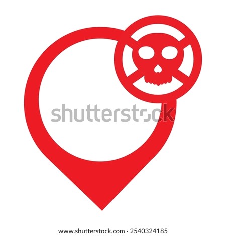 location pin with skull icon isolated on white background