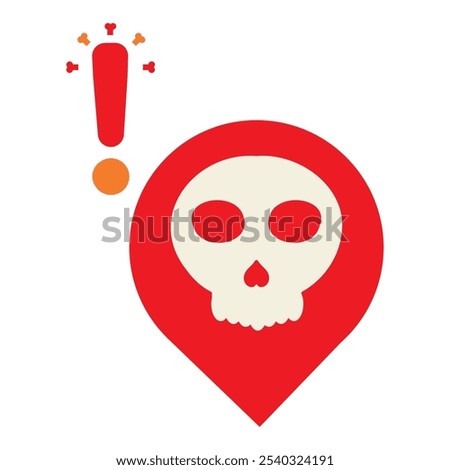 location pin with skull icon isolated on white background