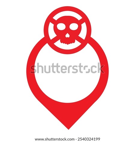 location pin with skull icon isolated on white background