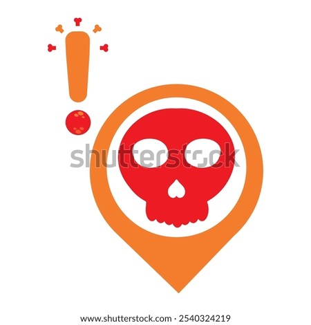 location pin with skull icon isolated on white background