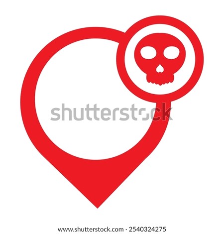 location pin with skull icon isolated on white background