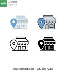 Location Pin, store point. Local search marketing e-commerce campaign strategy. Market location based advertising. Local advertising icon. Vector illustration design on white background. EPS10