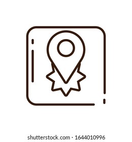 location pin symbol icon over white background, line style, vector illustration design