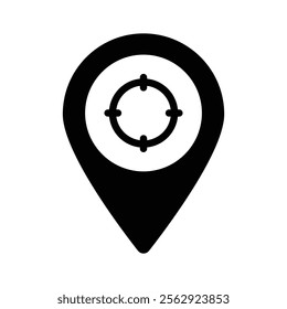 A location pin with a target, symbolizing pinpoint accuracy